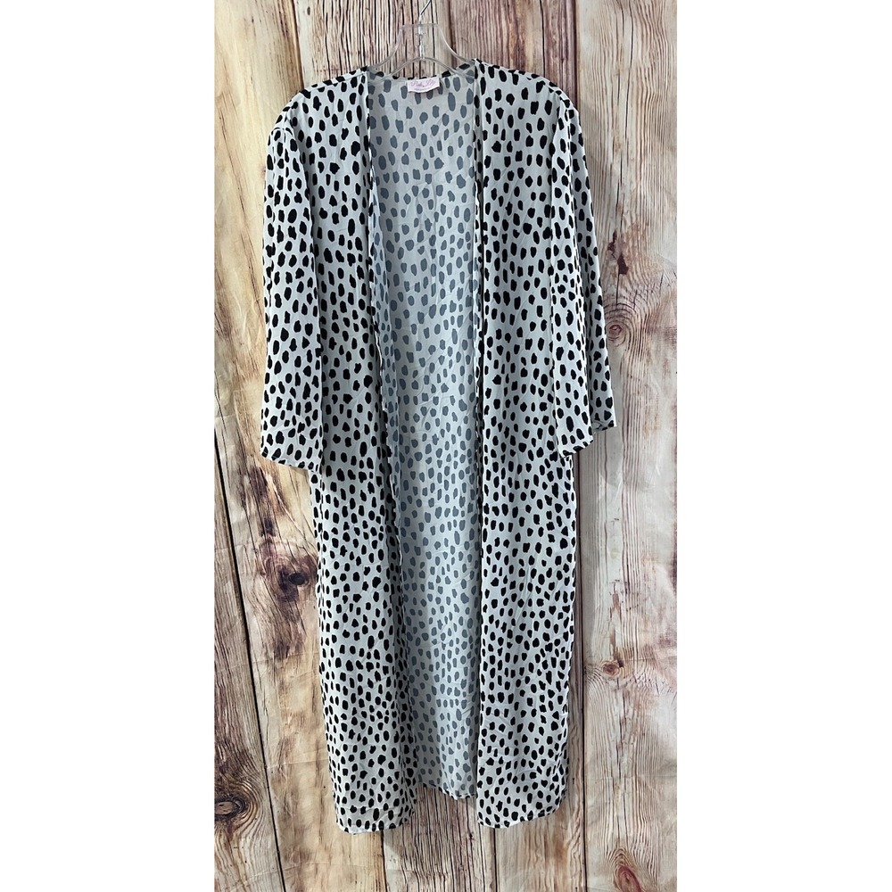 Pink Lily Animal Print Long Duster Kimono Women's Size Small